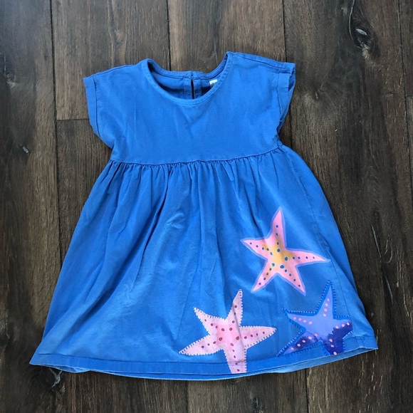 Tea Collection Girls 4 Ruffled Starfish Empire Dress - Blue Yarrow - EUC! - Picture 2 of 8